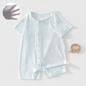 Combinaison pour bébé en modal à manches courtes, tricotée finement, unisexe, pour nouveau-né, douce et confortable, classe A - Product Image 1