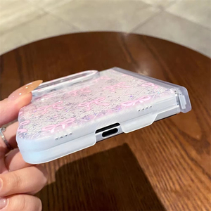 Funda de teléfono transparente con lazo brillante de lujo para iPhone Duo, protección transparente para bisagras, cubierta protectora de silicona suave a prueba de golpes - Product Image 6