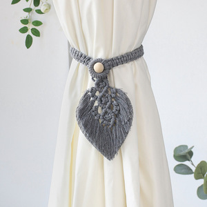 Tapiz Decorativo Bohemio para Pared, <span class=keywords><strong>Mini</strong></span> Cortina de Macramé Tejida con Hojas, Lazos para Cortinas, Artesanía, Decoración del Hogar - Product Image 2
