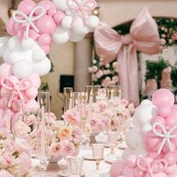 Kit de Globos Rosa Macaron con Lazo Blanco, Globos de Látex y Metalizados para Baby Shower, Cumpleaños de Niña, Decoración de Fondo para Fiestas