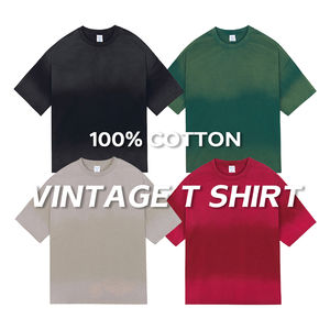 T-shirts vintage délavés à l'acide pour hommes 100% coton uni blanc goutte d'épaule surdimensionné grande taille T-shirt tricoté lourd - Product Image 6