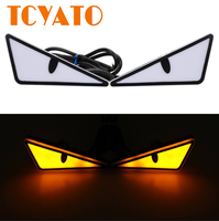 Vis de plaque d'immatriculation TCYATO avec LED, triangle avant, effet œil de démon, accessoires universels de décoration pour moto, phare