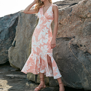 ชุดเดรสลายพิมพ์ชายหาด คอวี ทรงเข้ารูป ผ่าเอว สไตล์โพลีนีเซียน ผ้าเรยอนวอยล์ 100% ความยาวปานกลาง  จำนวนสั่งซื้อขั้นต่ำ - Product Image 4