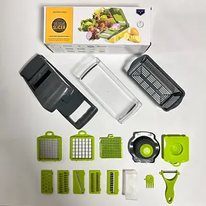 15 Pcs Multifunctional Kitchen Gadget Plastic Vegetable Chopper Manual Vegetable Cutter Fruit Potato Slicer Grater