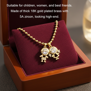CZ8882 Bling, plaqué or 18 carats, micro CZ, zircone cubique, breloques pour enfants, filles et garçons, meilleurs amis, couples, pour la fabrication de bijoux - Product Image 3