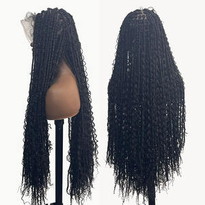 Peluca de Cabello Sintético Trenzado de Dos Hilos con Encaje Completo, Hecha a Mano, Encaje Transparente <span class=keywords><strong>HD</strong></span>, Pelucas Trenzadas para Mujeres Afroamericanas - Product Image 3