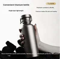 Bouteille d'eau sportive légère en titane pur 0,75 L, imperméable, monocouche, portable, pour le camping, le cyclisme, la randonnée, toutes saisons