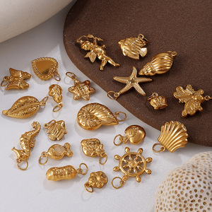 Colgante de Acero Inoxidable con Diseño de Vida Marina, Chapado en Oro, Formas Variadas, para Fabricación de Collares, Accesorios de Joyería DIY - Product Image 1