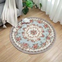 Alfombra Circular de Terciopelo Cristal, Alfombra de Gran Tamaño para Sala de Estar, Patrón Geométrico Vintage, Resistente al Desgaste, para Sofá