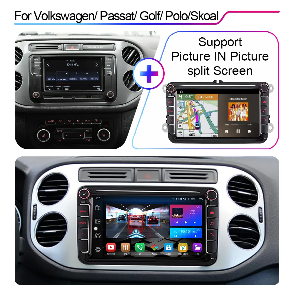 LEHX 8 Core 2 Din Android 12 Car Radio Stereo DVD Player For VW Volkswagen Golf Polo Passat B7 B6 Skoda Octavia Caplay GPS