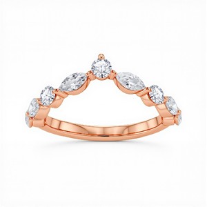 Anillo de Diamantes Cultivados en Laboratorio de 0.55 Quilates Redondos y 0.80 Quilates Marquise para Mujer, Color VVS VS EF, en Plata de Ley 925, Oro de 10, 14 y 18 Quilates - Product Image 1