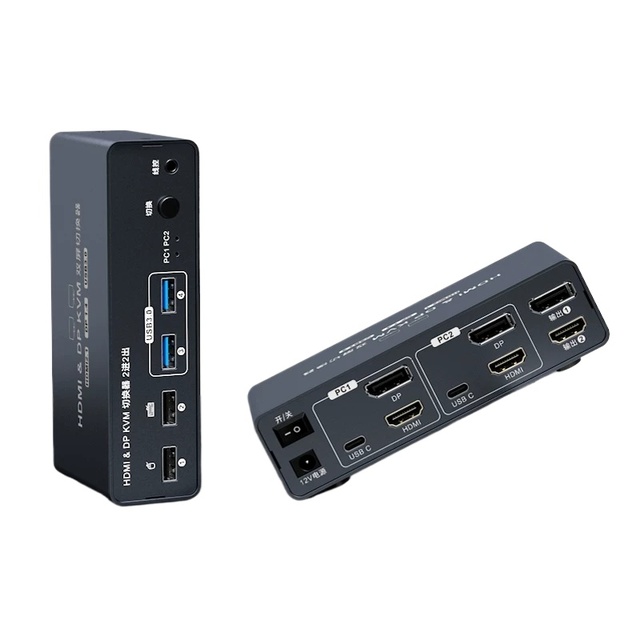 Hardrock Metal for DP KVM Switcher Dual Screen Two-in-Two-out 8K Ultra Clear 4K120Hz Computer Switching
