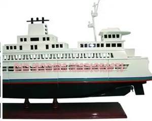 Kerajinan Kayu WASHINGTON FERRY 13 Bagian L60 Cm Model Perahu Dekorasi Bahari untuk Dekorasi Rumah