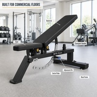 Banc de musculation pliable en cuir et fer REYK, durable, avec support réglable pour exercices de pression, entraînement de force et haltères