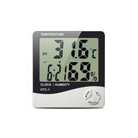 Horloge numérique à grand écran HTC-1 avec thermomètre et hygromètre d'intérieur, thermomètre hygromètre électronique pour la maison
