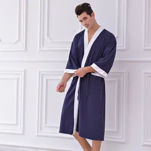 Pijama de lujo para hombre, ropa de dormir, bata de Spa, Waffle