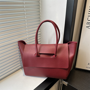 Elegant Womens <b>Tote</b> Bag Minimal Solid PU Leather Large Capacity Top Handle Shoulder Purse For Daily Wear - Product Image 4