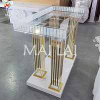 Podio de Acrílico Superior al por Mayor, Púlpito Personalizado para Iglesia, Atril Transparente y Dorado