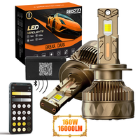 Phare LED de voiture Redsea R11 160W 16000LM avec contrôle par application, ampoule LED H1 H3 H4 H7 H11 9005 9006