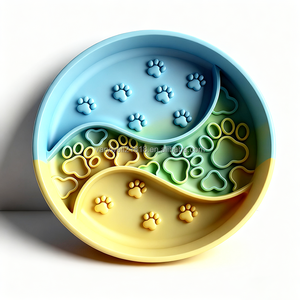 Fabrika toptan BPA ücretsiz gıda sınıfı karışık renk köpek kase 18cm silikon yuvarlak yalamak Mat pençe baskı Pet yavaş besleyici kase - Product Image 2