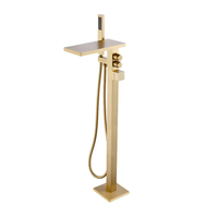 Colonne de douche autoportante en laiton chromé avec mitigeur pour baignoire, finition Gun Metal, pour salle de bain