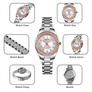 Montre ronde à quartz pour femme, bracelet en acier inoxydable, affichage analogique, élégante et tendance, étanche 30m - Product Image 3