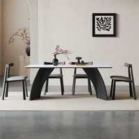 Table à manger en pierre moderne et minimaliste personnalisable, 6 places, pour la maison et les bars, montage facile, petits espaces