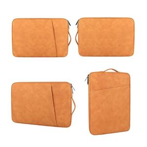Leather Waterproof Slim Pu Leather Laptop Sleeves case with Side Open Zipper Pocket - Product Image 2