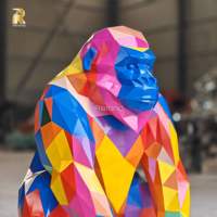 Sculpture de statue de gorille géométrique en acier inoxydable de décoration extérieure à vendre