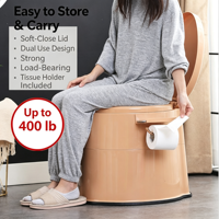 Ensemble WC portable en plastique deux pièces, support de papier toilette, structure robuste, style classique, usage domestique universel - Vente en gros usine