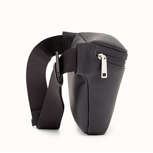 <span class=keywords><strong>Riñonera</strong></span> de cuero liso con logotipo personalizado para hombre, bolso de cintura de diseño, a la moda, color negro - Product Image 3