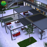 Pergola Électrique Rétractable en Aluminium, Toit à Lames Étanches, Ombre Motorisée Entièrement Automatique pour Patio et Jardin Extérieur