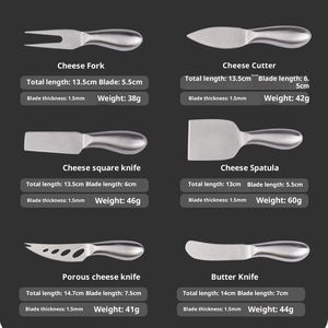 Set <span class=keywords><strong>di</strong></span> Coltelli per Formaggio in Argento con Logo Personalizzato, Accessori per Tagliere, in Acciaio Inox, Lavabili in Lavastoviglie e Microonde - Product Image 4