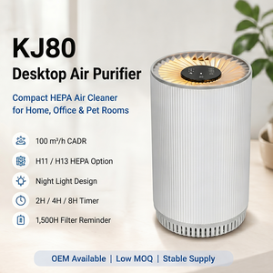 Purificador de Aire Mini Personalizado OEM KJ80 con Filtro HEPA H13, Lámpara Nocturna, Temporizador de 3 Velocidades, Silencioso para Escritorio o Dormitorio, Fabricante - Product Image 1