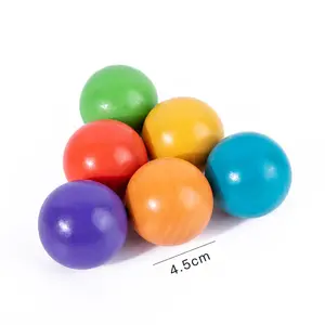 Set bola kayu Montessori, bola kayu 2cm 3.5cm 4.5cm, bola pelangi kayu