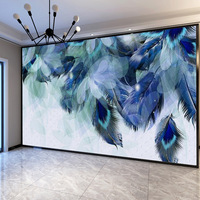 TV-Hintergrundtapete im nordischen Stil, Wohnzimmer-Sofa-Federmotiv-Wandbild, moderne dekorative Tapete, TV-Wandverkleidung
