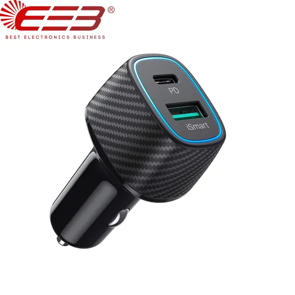 BEB USB C רכב מטען 2 יציאת 36W סוג C רכב מתאם כוח משלוח & QC3.0 תואם עם iPhone 12 פרו מקס פ"ד רכב מטען