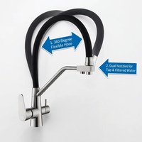 Robinet de cuisine en acier inoxydable 304 chromé noir, mitigeur 3 voies eau chaude et froide, personnalisable avec images et vidéos