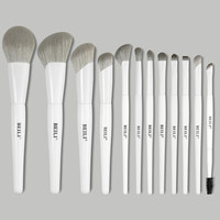 Ensemble de 12 pinceaux de maquillage de luxe professionnels personnalisés en poils synthétiques vegan roses, avec manche en bois écologique, pour le visage des femmes