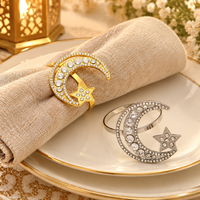 Décoration de table islamique Pafu pour le Ramadan et l'Aïd, porte-serviettes en forme de croissant de lune et d'étoile, accessoires de fête musulmane pour la salle à manger