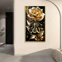 Art mural moderne de luxe en cristal époxy avec calligraphie islamique, surface brillante, avec cadre, décoration intérieure, mosquée, hôtel