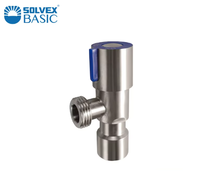 Harga Terjangkau SOLVEX Basic Angle Manual Inlet 1/2\" NPT 1/2\" Outlet Ulir Luar Baja Tahan Karat Chrome Brushed SF-35210