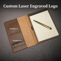 Porte-documents en similicuir traité au laser avec bloc-notes ligné, porte-documents en cuir PU vierge pour souvenirs de conférence