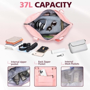 Joyous Factory Durable Bolsa de equipaje de noche de gran capacidad Impermeable Weekender Carry On Tote Bolsas de lona de viaje - Product Image 3