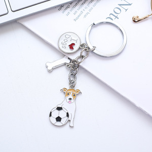 Me encanta el perro jugando al fútbol <span class=keywords><strong>Jack</strong></span> Russell Terrier llaveros colgante mujeres Metal mascota bolsa encantos coche llavero titular joyería regalos - Product Image 2