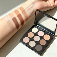 Palette de fards à paupières à haute pigmentation 9 couleurs, fard à paupières mat naturel, paillettes avec miroir, produit cosmétique, vente en gros, maquillage personnalisé