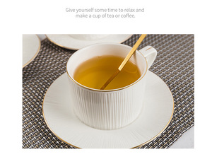 Ensemble de tasses à café en céramique à garniture dorée de style européen Soucoupes Tasses à latte de <span class=keywords><strong>grande</strong></span> capacité Thé rouge Espresso Moments Thé de l'après-midi anglais - Product Image 2