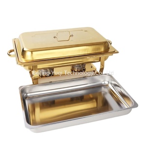 Plat de service pliable de luxe commercial entièrement doré 12L pour buffet de mariage à thème doré, café et réceptions VIP, chauffe-plats pour buffet de nourriture chaude - Product Image 6