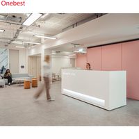 Comptoir de réception moderne en pierre de surface solide pour hôtel, bureau, salle de sport, hôpital, école – Petits comptoirs en pierre artificielle