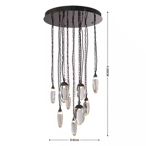 Lámpara colgante de Hotel Villa con personalidad de moda americana moderna, Araña de cristal de lujo con gota de lluvia para escaleras de comedor - Product Image 3